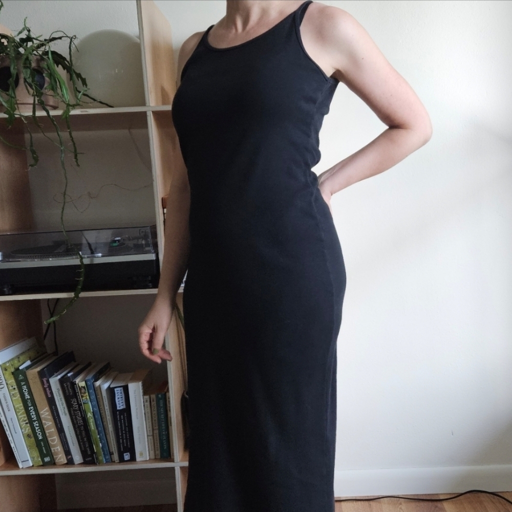 vtg 90s y2k black grunge goth whimsigoth urban indie bodycon maxi dress
